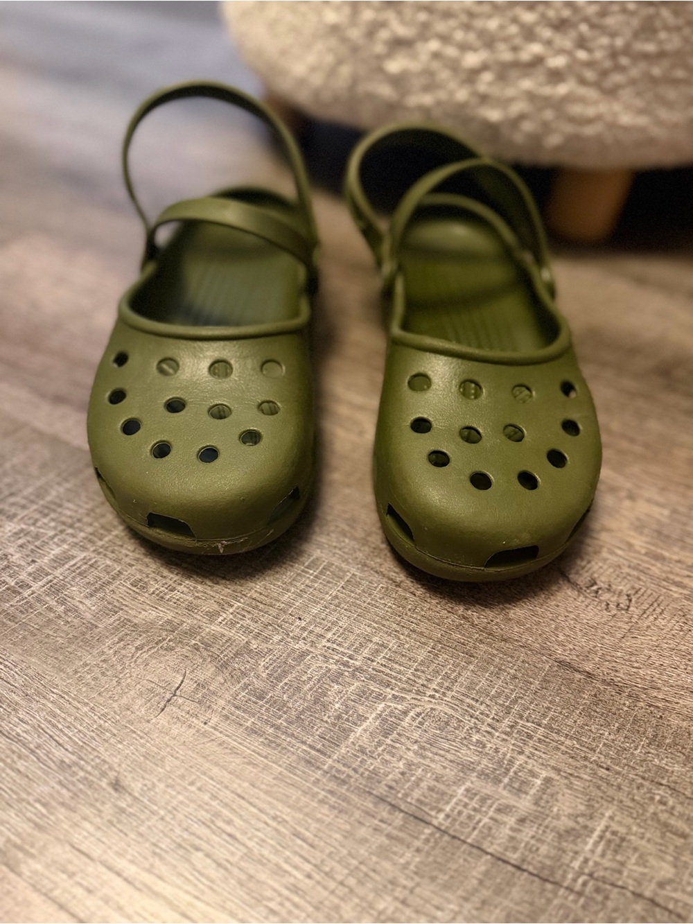 Crocs Olive Green Mary Jane Clogs Size 10 Retro Y2K Slip On Shoes